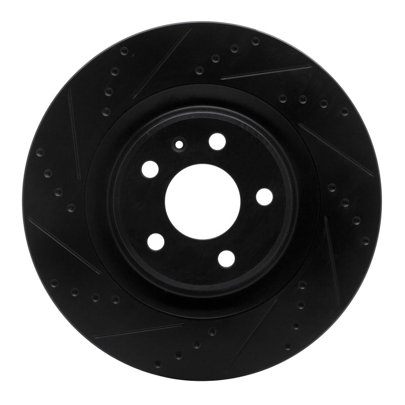 R1 2008-2025 Audi A6 Allroad Rear Left Drilled & Slotted Black Brake Rotor