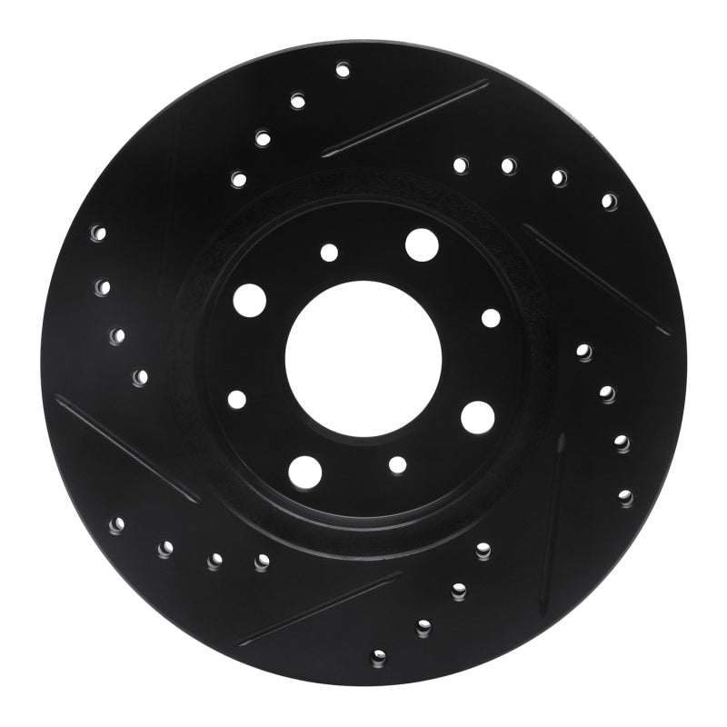 R1 90-00 Honda Civic Hatchback Front Right Drilled & Slotted Black Brake Rotor
