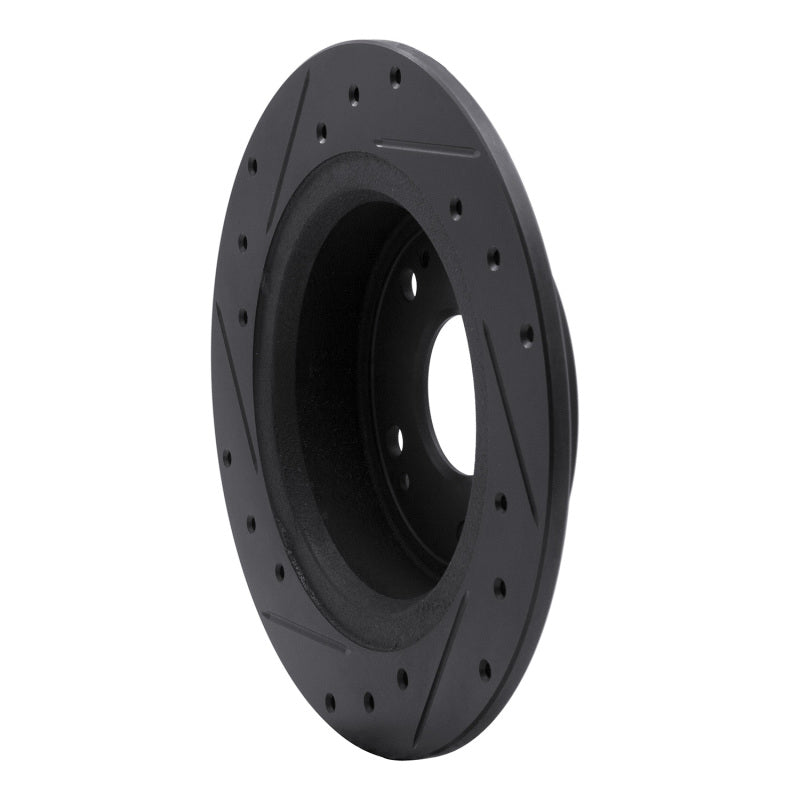 R1 05-17 Honda Accord Rear Right Drilled & Slotted Black Brake Rotor