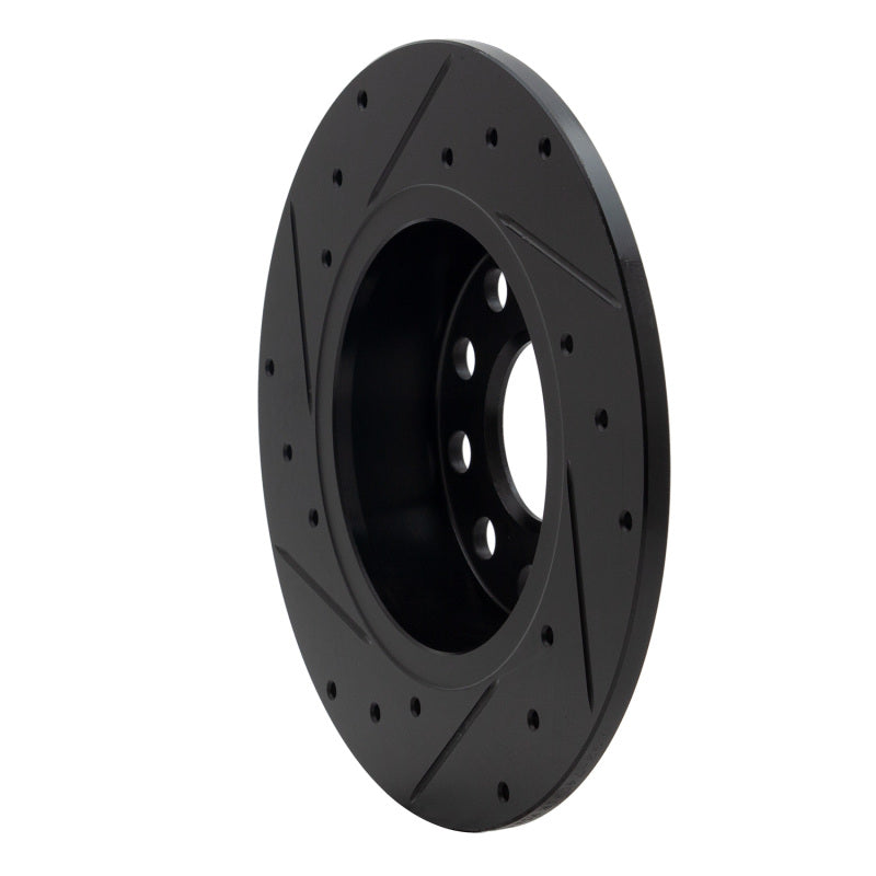 R1 05-25 Audi A3 Sportback E-Tron Rear Right Drilled & Slotted Black Brake Rotor