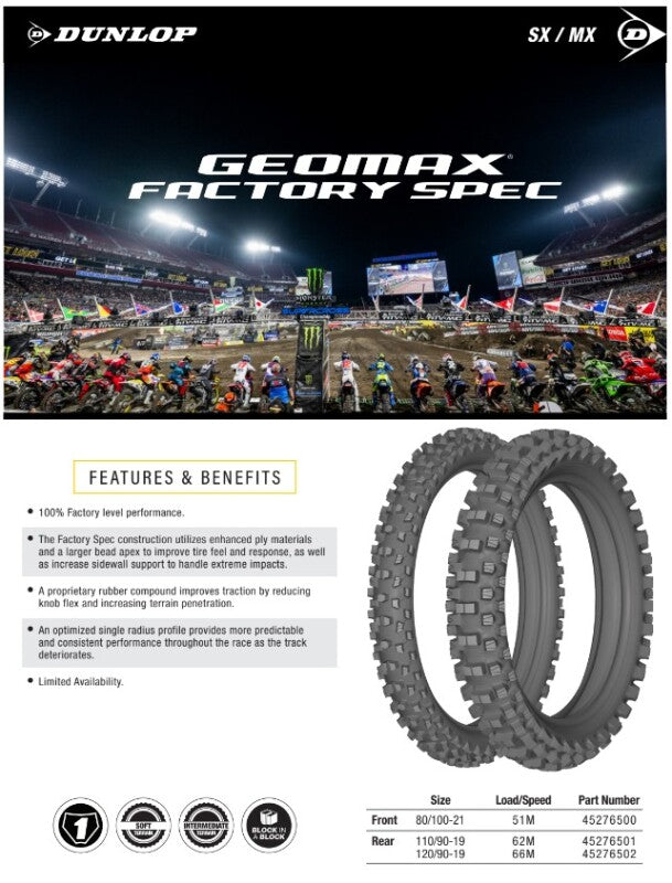 Dunlop Geomax Factory Spec Rear Tire - 120/90-19 M/C 66M TT