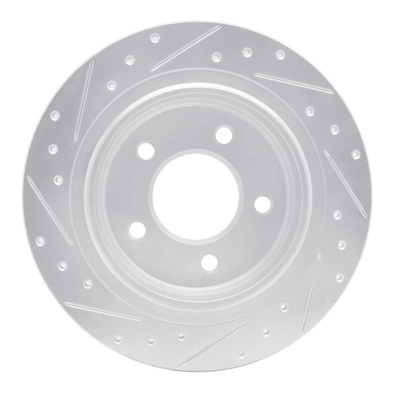 R1 04-08 Chrysler Pacifica Rear Right Drilled & Slotted Silver Brake Rotor