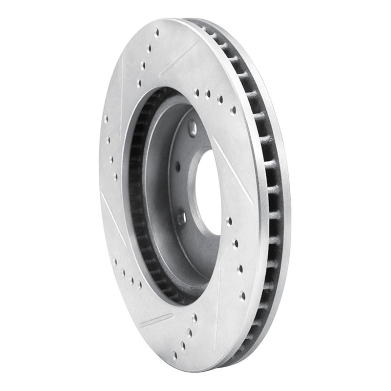 R1 04-04 Mitsubishi Lancer Front Right Drilled & Slotted Silver Brake Rotor