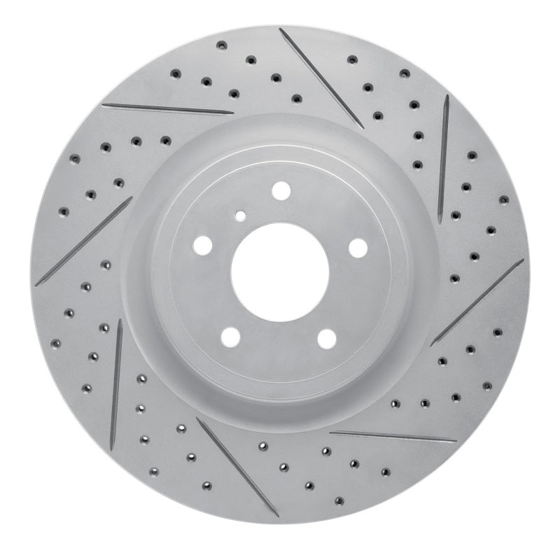 R1 08-25 Infiniti Q70L Front Right Drilled & Slotted Geo-Carbon Rotor