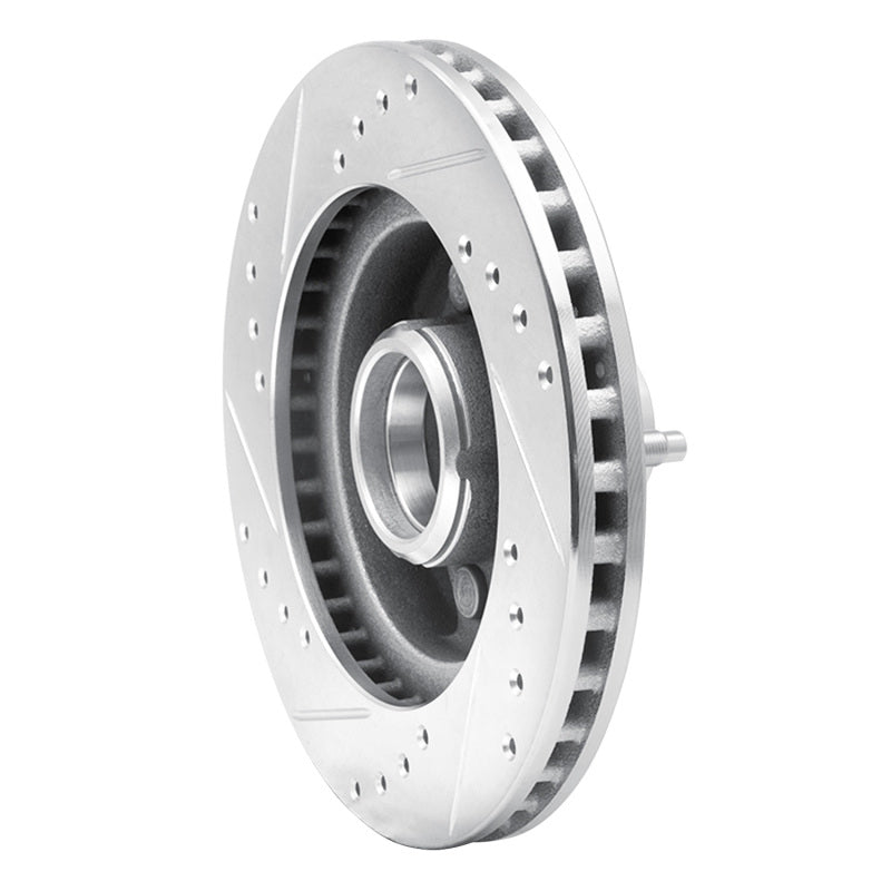 R1 87-93 Ford Mustang Front Right Drilled & Slotted Silver Brake Rotor
