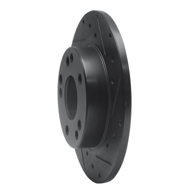 R1 83-89 Mercedes-Benz 190E Front Right Drilled & Slotted Black Brake Rotor