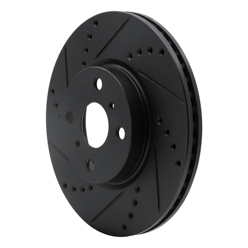 R1 12-18 Toyota Yaris (USA/Canada) Front Left Drilled & Slotted Black Brake Rotor