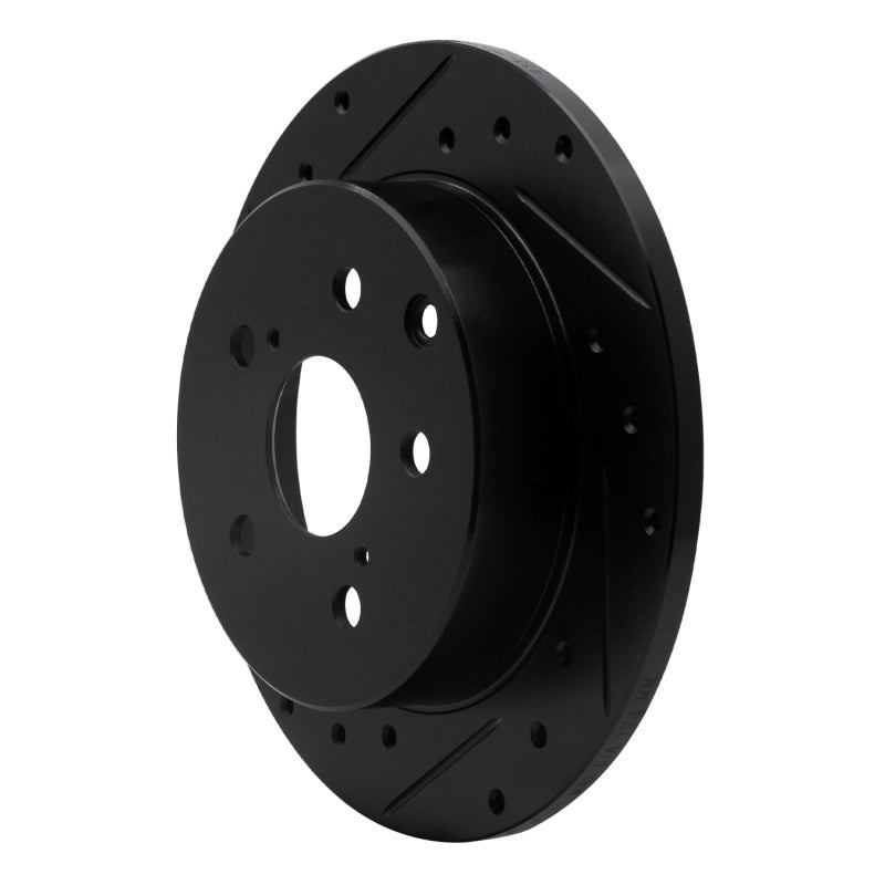 R1 06-18 Lexus HS250H Rear Left Drilled & Slotted Black Brake Rotor