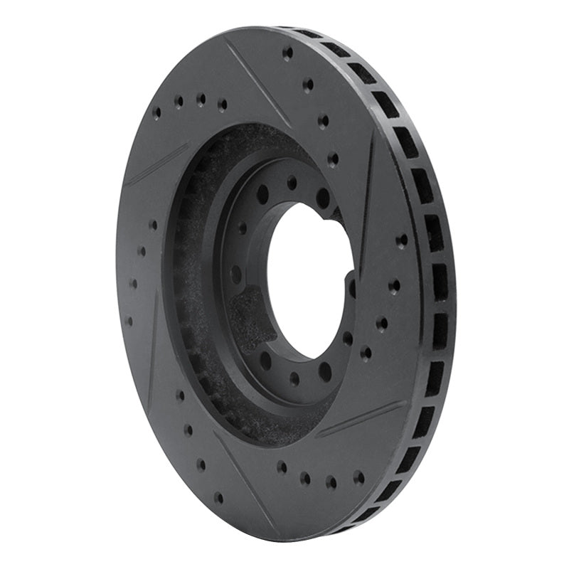 R1 90-04 Mitsubishi Montero Sport (USA/Canada) Front Left Drilled & Slotted Black Brake Rotor