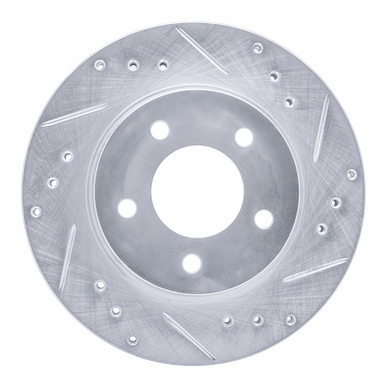 R1 98-00 Chrysler LHS Front Right Drilled & Slotted Silver Brake Rotor