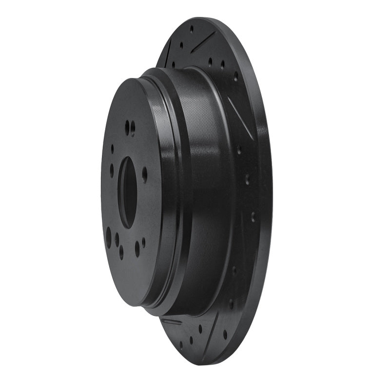 R1 02-04 Honda Odyssey Rear Left Drilled & Slotted Black Brake Rotor