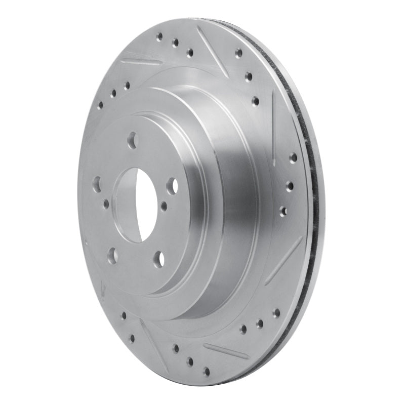 R1 05-09 Subaru Impreza Rear Right Drilled & Slotted Silver Brake Rotor