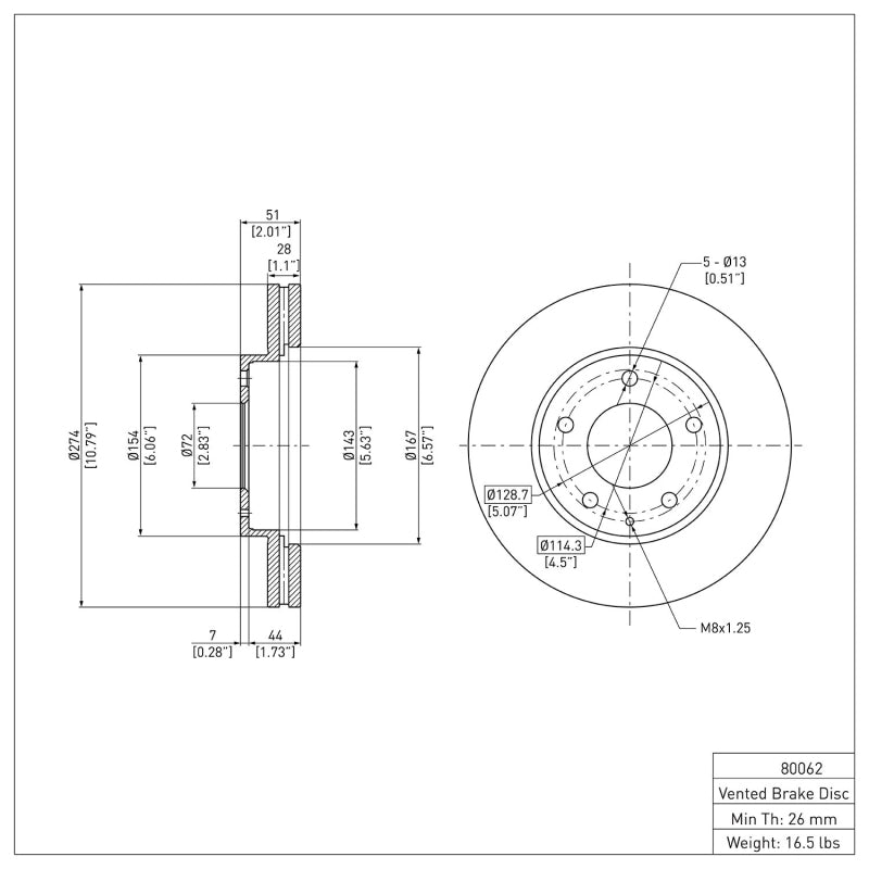 R1 1995-2006 Mazda Millenia Front Brake Rotor