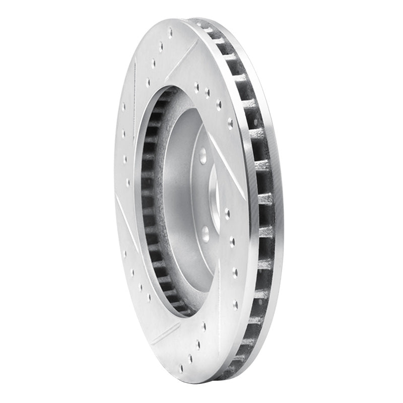 R1 89-90 Ford Thunderbird Front Right Drilled & Slotted Silver Brake Rotor