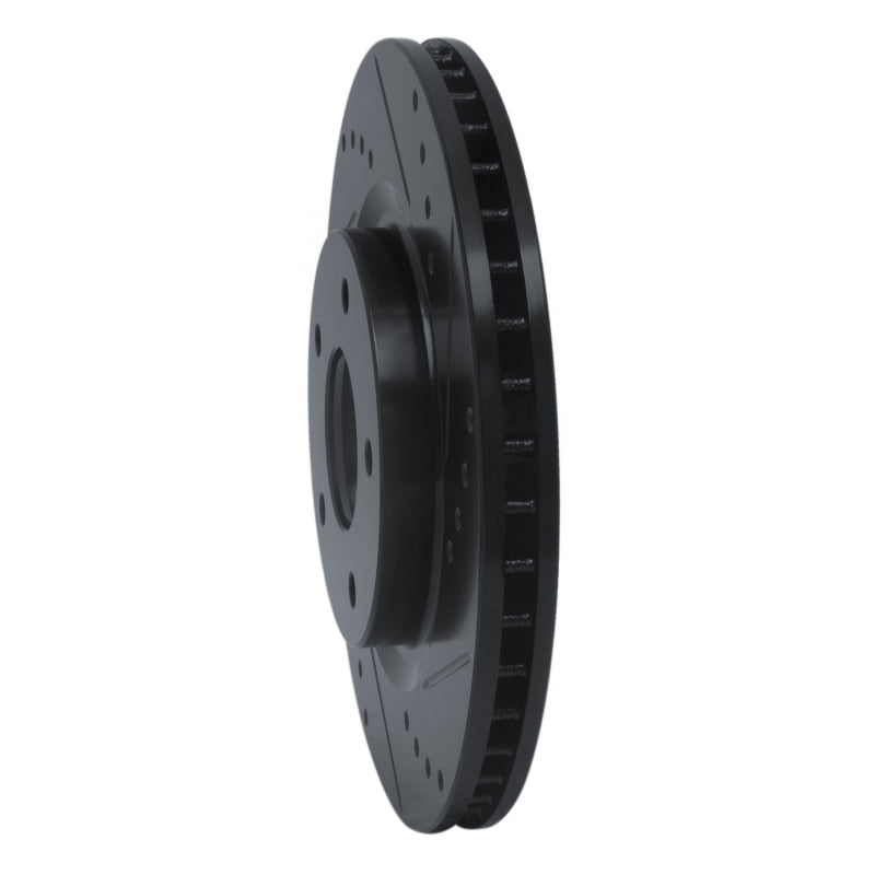 R1 07-15 Nissan Rogue Front Right Drilled & Slotted Black Brake Rotor