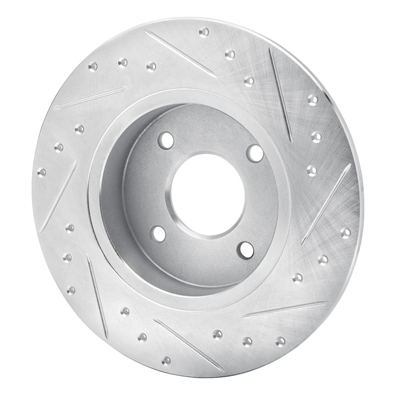 R1 84-85 Nissan 300ZX Rear Left Drilled & Slotted Silver Brake Rotor