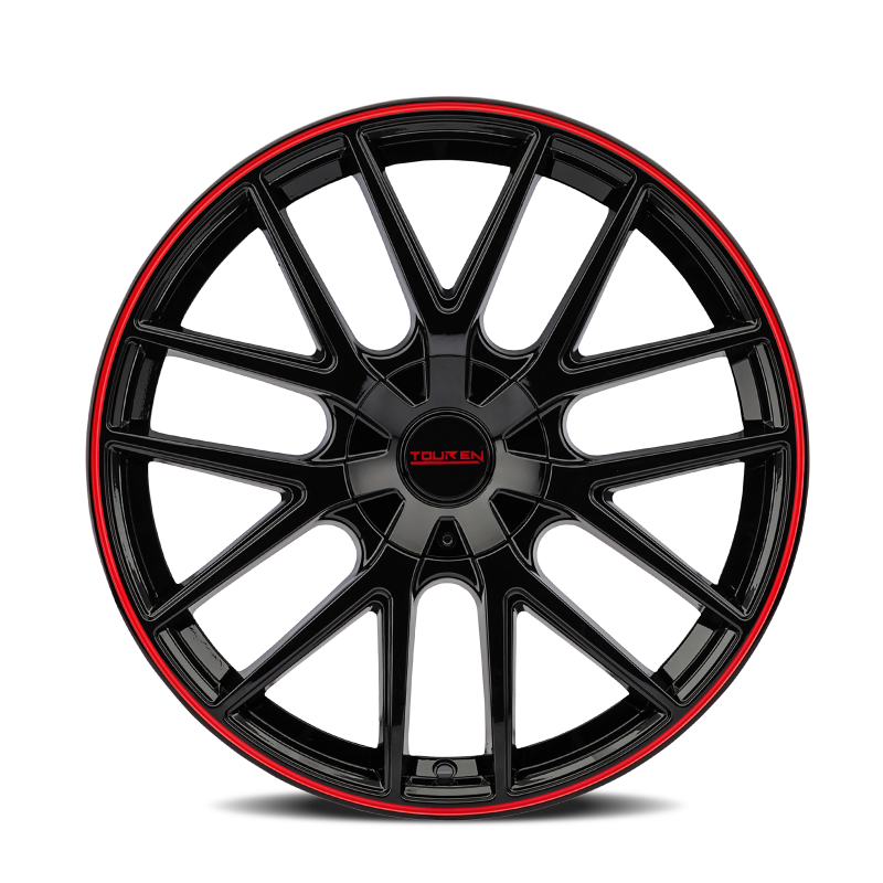 Touren 3260 TR60 17x7.5 / 4x100/114.3 BP / 42mm Offset / 67.1mm Hub Gloss Black w/ Red Ring Wheel