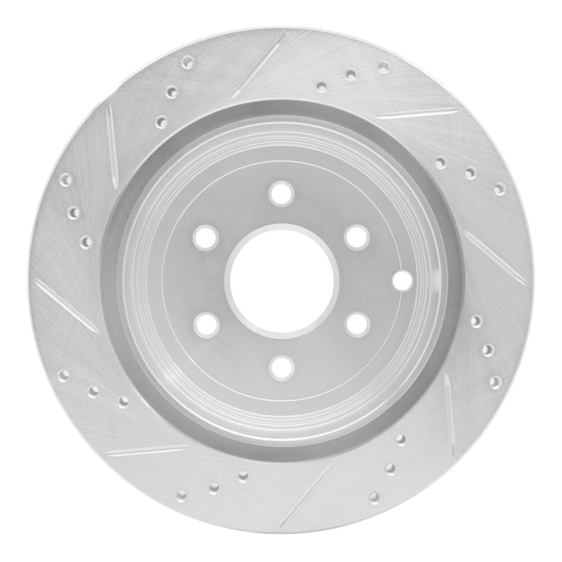 R1 05-12 Nissan Pathfinder Rear Right Drilled & Slotted Silver Brake Rotor