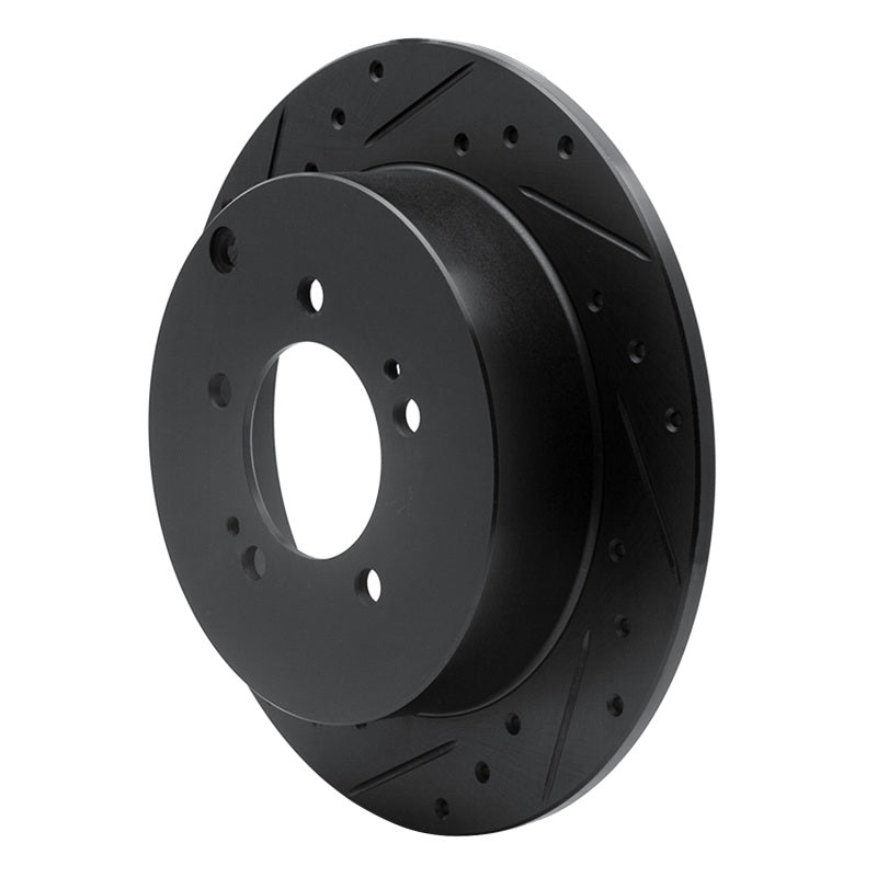 R1 07-15 Mitsubishi Outlander Rear Left Drilled & Slotted Black Brake Rotor