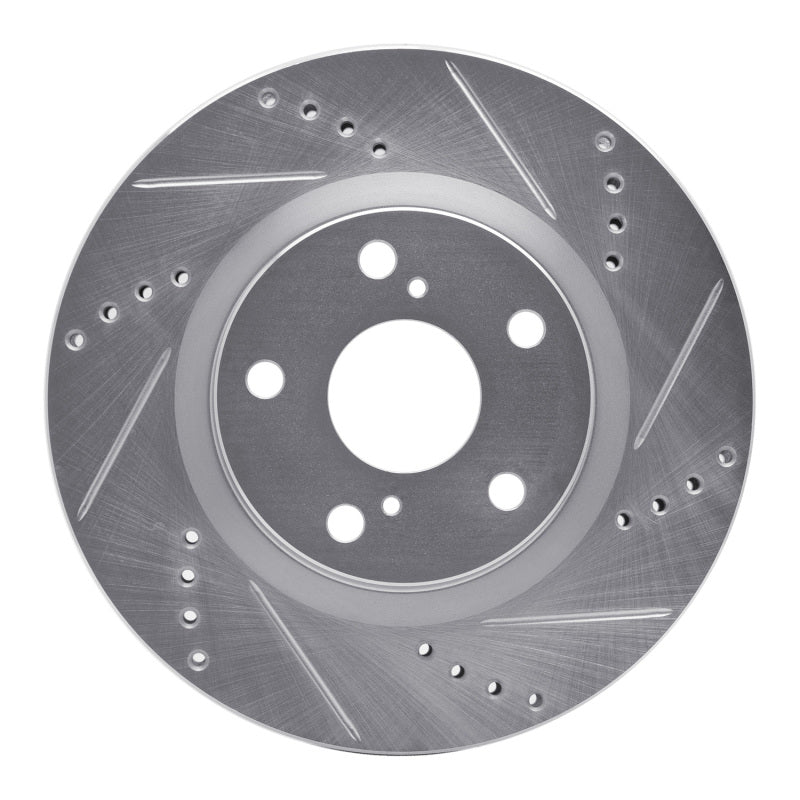 R1 85-97 Dodge B1500 Front Right Drilled & Slotted Silver Brake Rotor