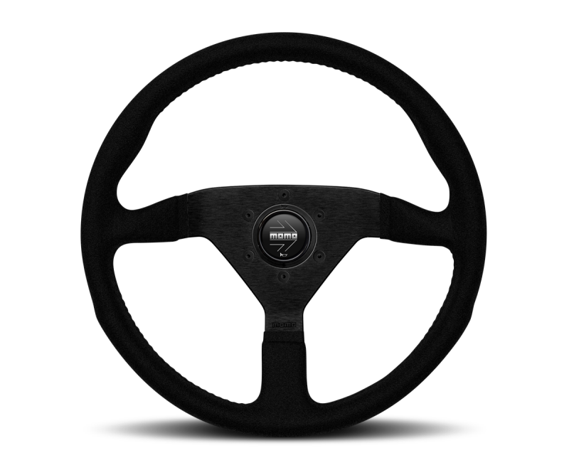 Momo Prototipo Steering Wheel 350 mm - Black Leather/Wht Stitch/Brushed Spokes