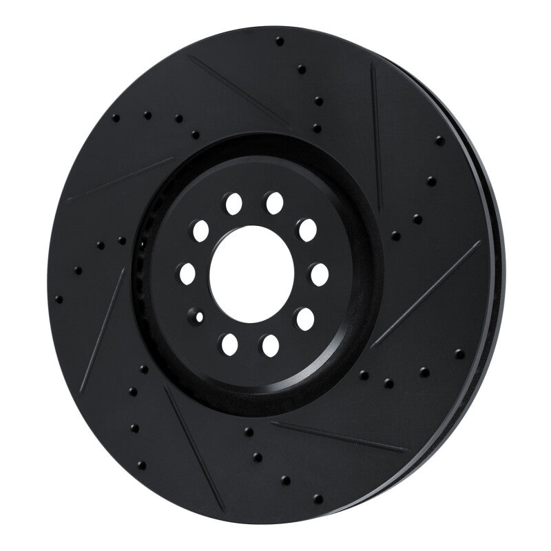 R1 04-06 Audi TT Quattro Right Front Drilled & Slotted Black Brake Rotor