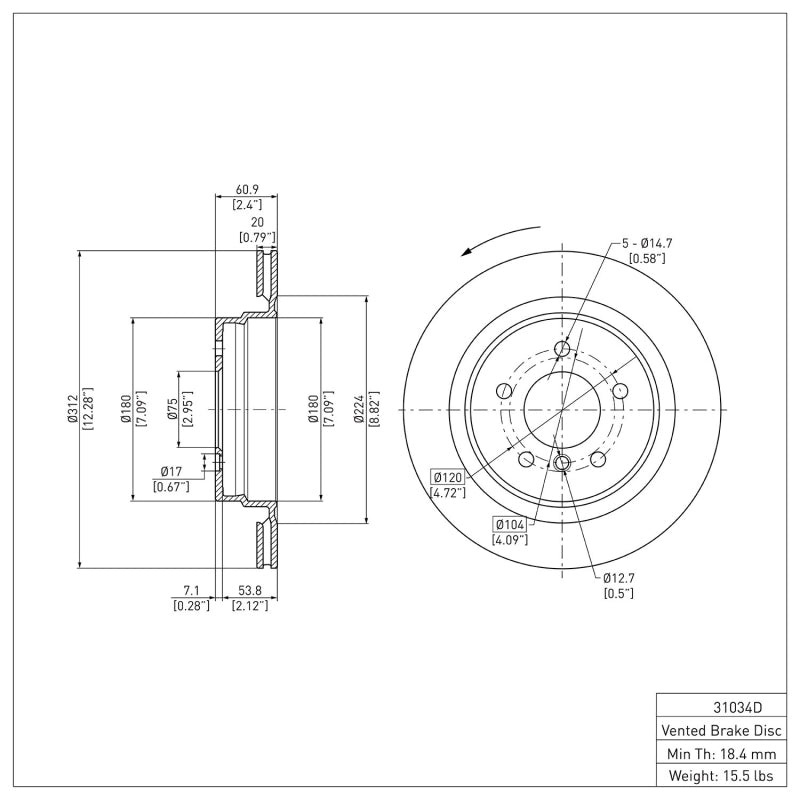 R1 95-02 BMW Z3 Left Rear Brake Rotor