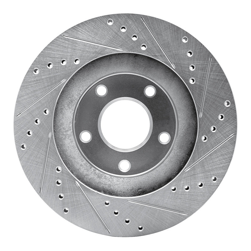 R1 02-06 Infiniti I35 Front Left Drilled & Slotted Silver Brake Rotor