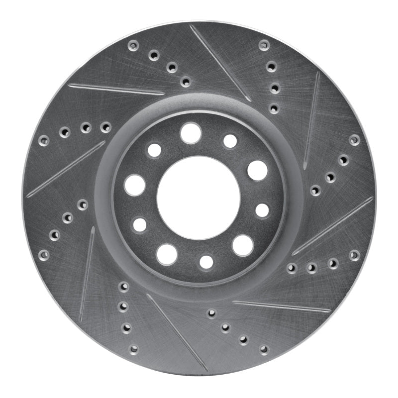 R1 13-23 Chrysler 200 Front Right Drilled & Slotted Silver Brake Rotor