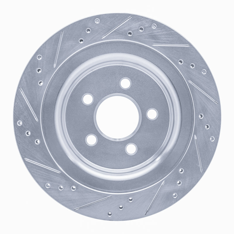 R1 15-23 Ford Mustang Rear Right Drilled & Slotted Silver Brake Rotor