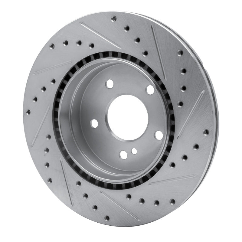 R1 98-09 Chrysler Crossfire Rear Left Drilled & Slotted Silver Brake Rotor