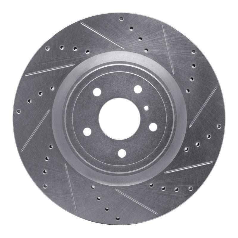 R1 09-20 Nissan 370Z Front Right Drilled & Slotted Silver Brake Rotor