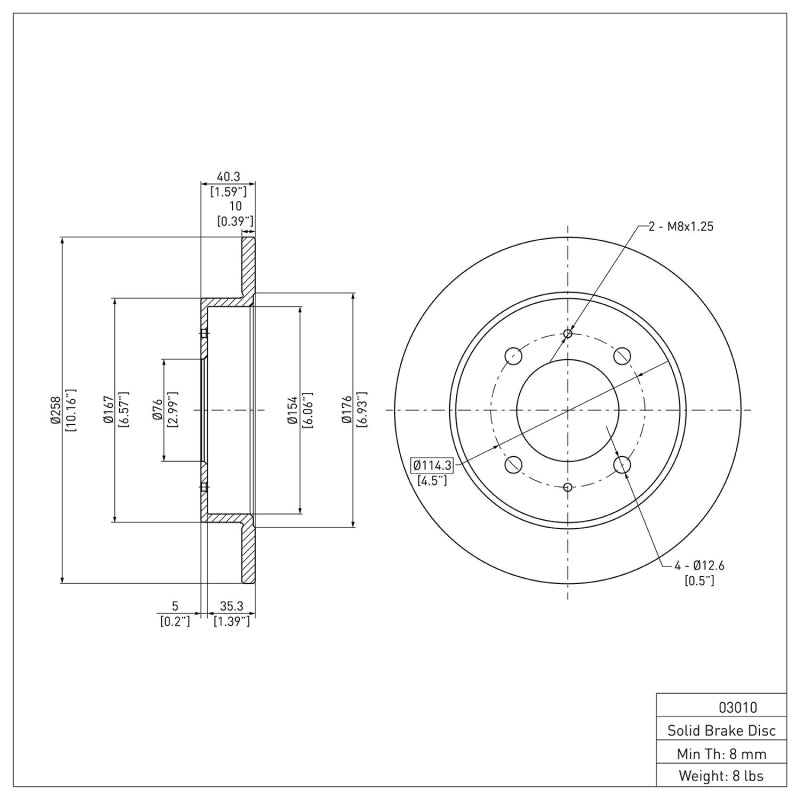R1 97-06 Hyundai Tiburon Rear Brake Rotor