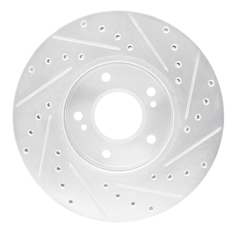 R1 87-89 Nissan 300ZX Turbo Front Left Drilled & Slotted Silver Brake Rotor