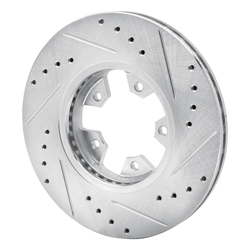 DFC 84-89 Nissan 300ZX Turbo Front Left Drilled & Slotted Silver Brake Rotor