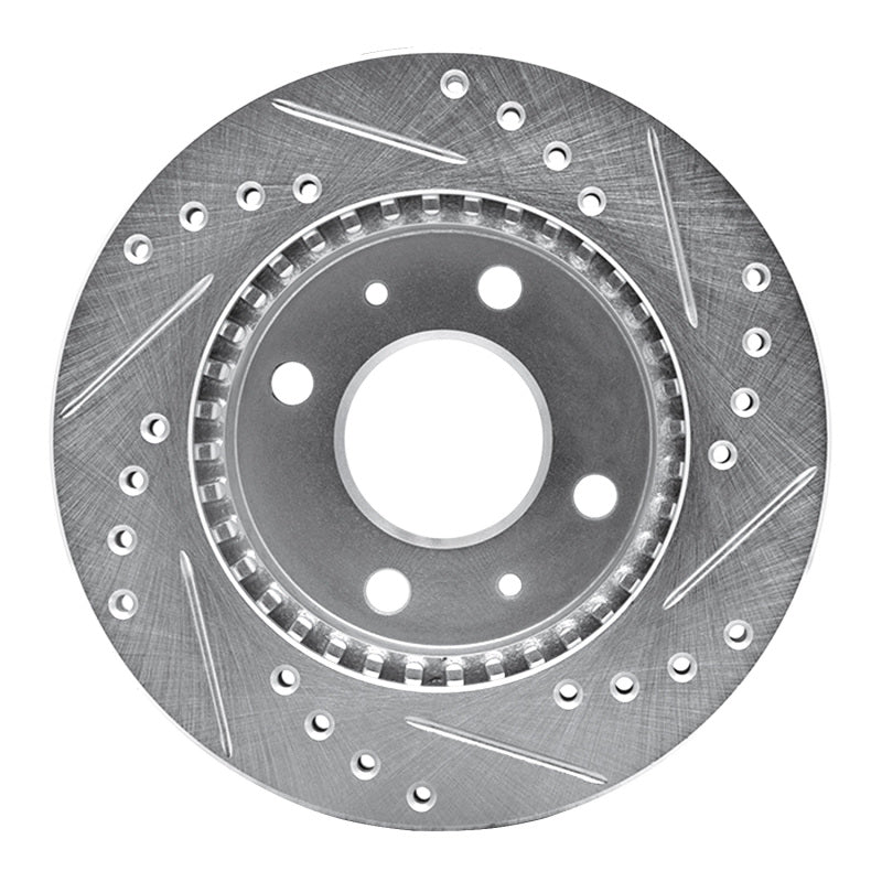 R1 95-00 Nissan Lucino (Mexico) Front Left Drilled & Slotted Silver Brake Rotor