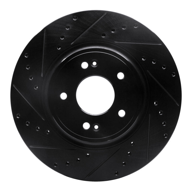 R1 18-23 Genesis G70 Front Left Drilled & Slotted Black Brake Rotor