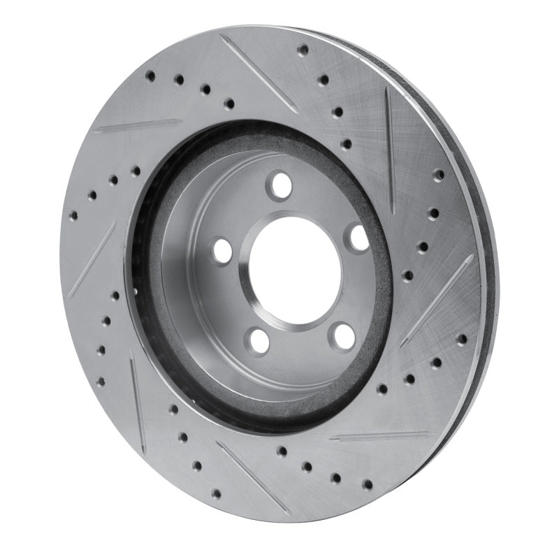 R1 09-23 Dodge Challenger Front Left Drilled & Slotted Silver Brake Rotor