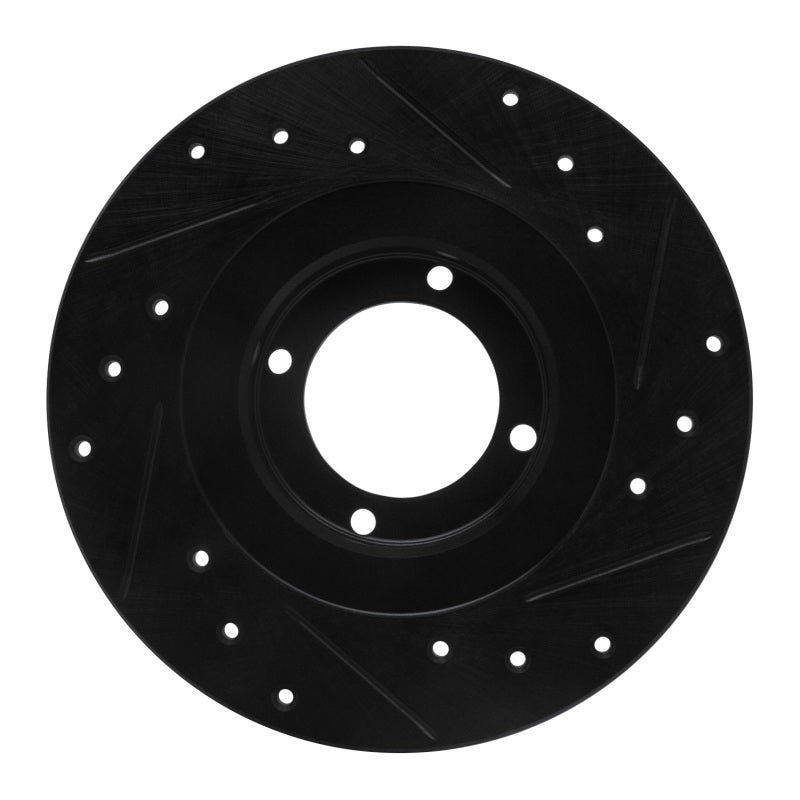 R1 81-84 Toyota STARLET Front Left Drilled & Slotted Black Brake Rotor