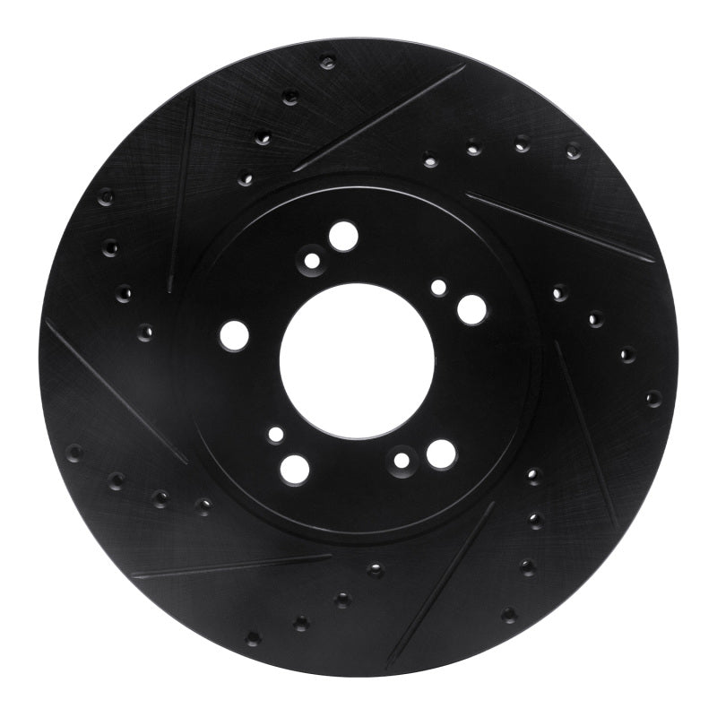 R1 99-04 Acura RL Front Left Drilled & Slotted Black Brake Rotor