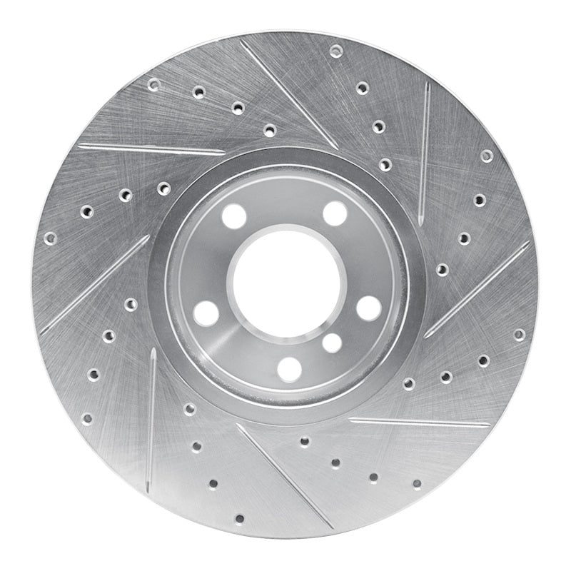 R1 07-19 BMW X5 Front Left Drilled & Slotted Silver Brake Rotor