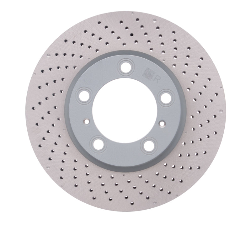 R1 13-16 Porsche Boxster Right Front Drilled Carbon Alloy GeoMET Rotor