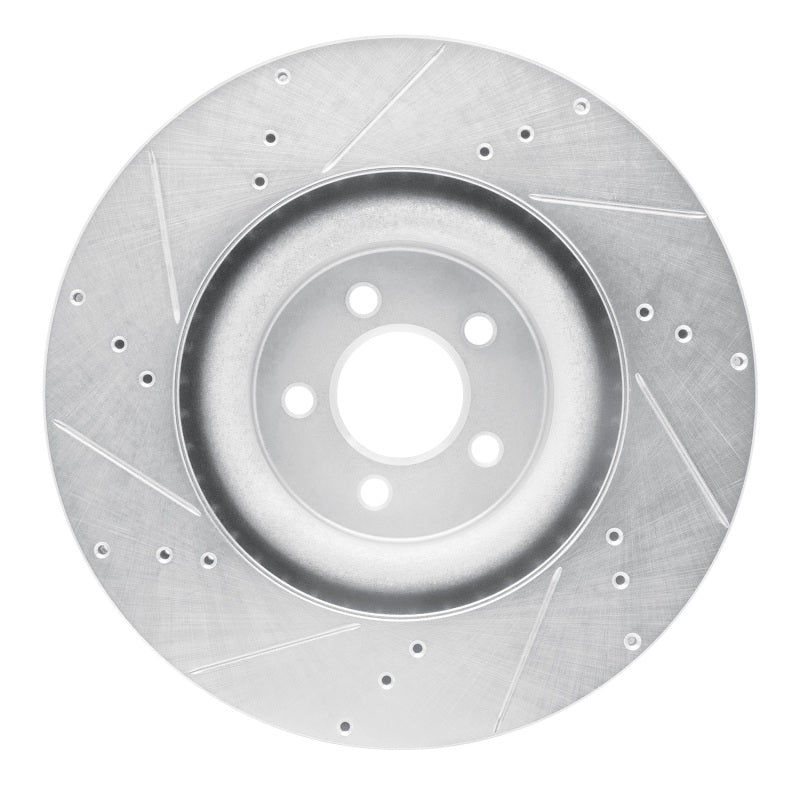 R1 15-23 Ford Mustang Front Right Drilled & Slotted Silver Brake Rotor