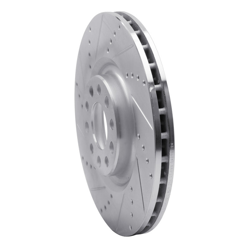 R1 2017-2025 Alfa Romeo Stelvio Front Left Drilled & Slotted Silver Brake Rotor