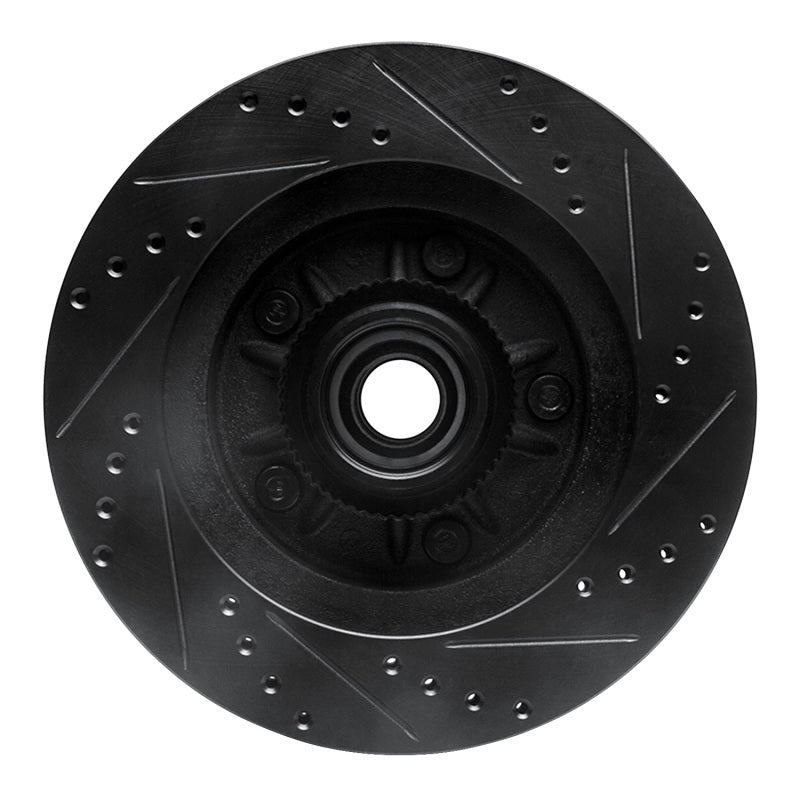 R1 00-04 Ford F-150 RWD Front Left Drilled & Slotted Black Brake Rotor