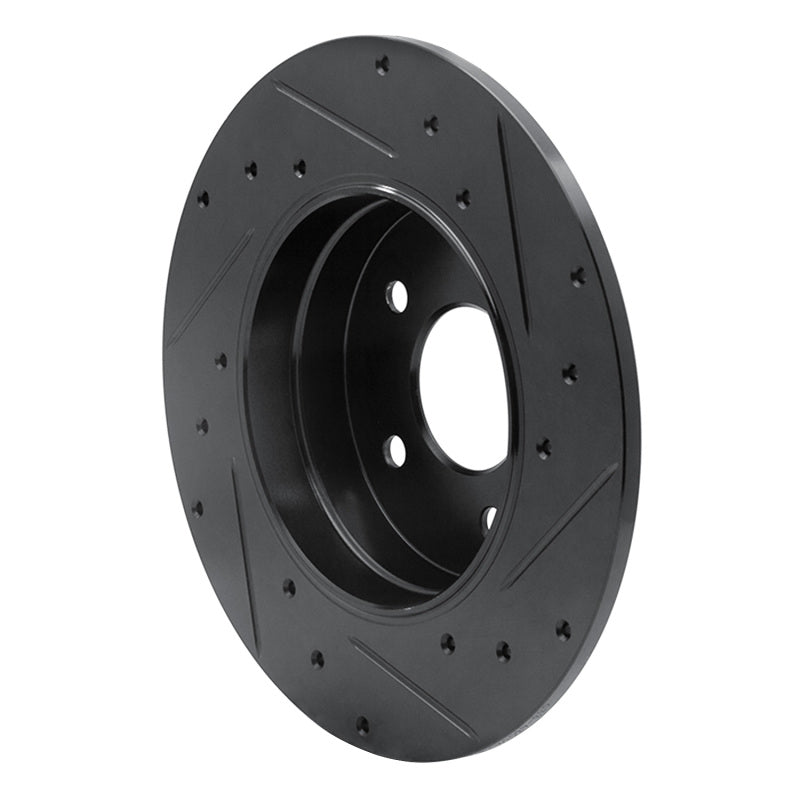 R1 94-11 Mercedes-Benz C280 Rear Left Drilled & Slotted Black Brake Rotor
