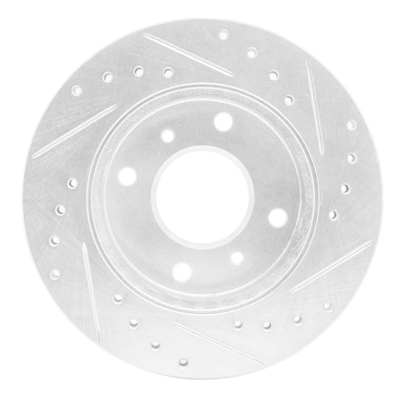 R1 89-96 Nissan 240SX Front Left Drilled & Slotted Silver Brake Rotor