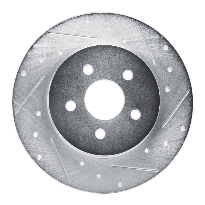 R1 87-91 Chrysler TC Maserati Rear Right Drilled & Slotted Silver Brake Rotor
