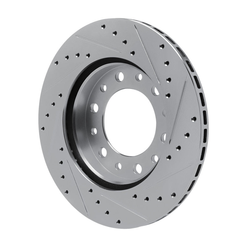DFC 76-89 Toyota Land Cruiser Front Left Drilled & Slotted Silver Brake Rotor