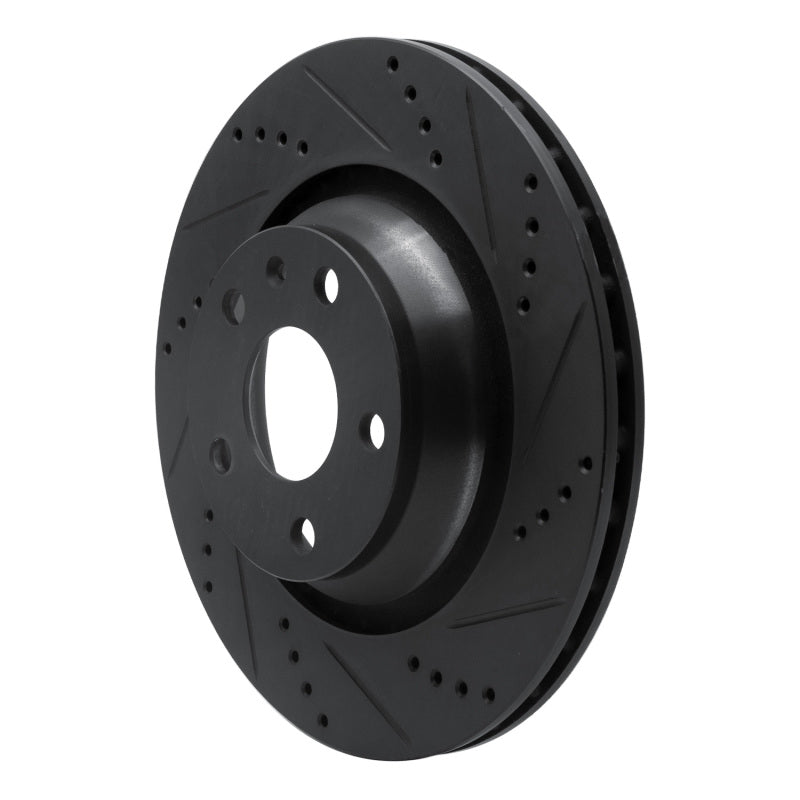 R1 08-15 Audi TT Quattro RS Rear Right Drilled & Slotted Black Brake Rotor